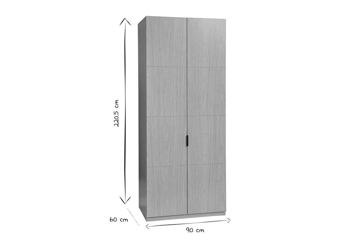 Armoire avec penderie finition bois chne L90 cm GARENCE
