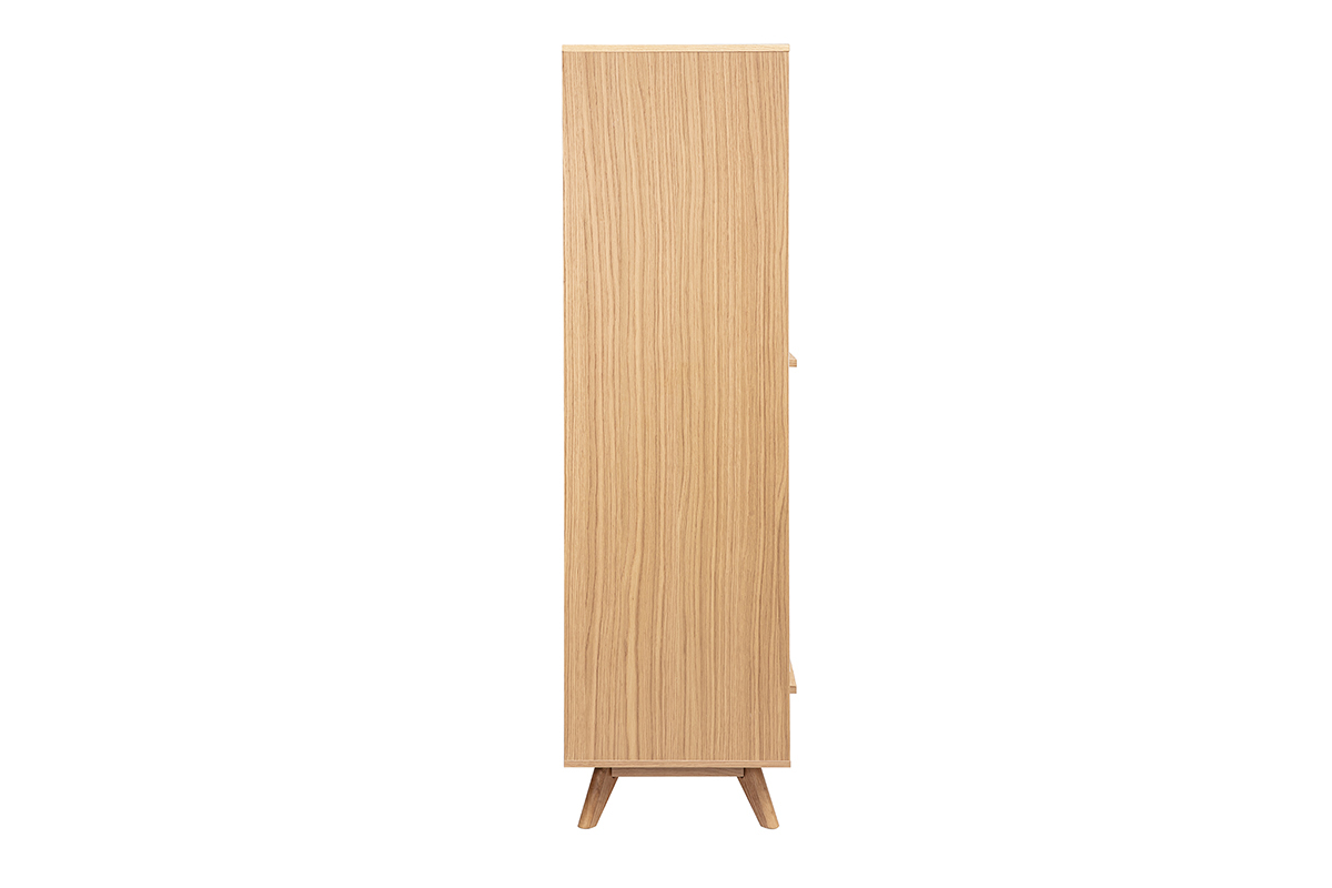 Armoire design avec penderie finition bois clair et blanc mat L120 cm HELIA