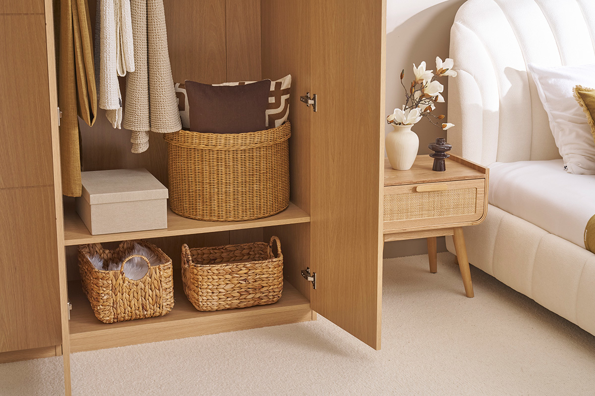 Armoire dressing avec penderie finition bois chne L90 cm GARENCE