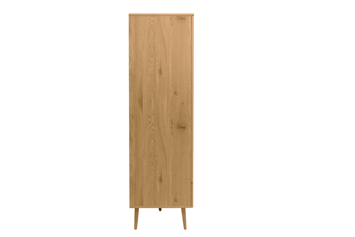 Armoire finition bois clair, cannage en rotin et mtal noir L100 cm MANILLE