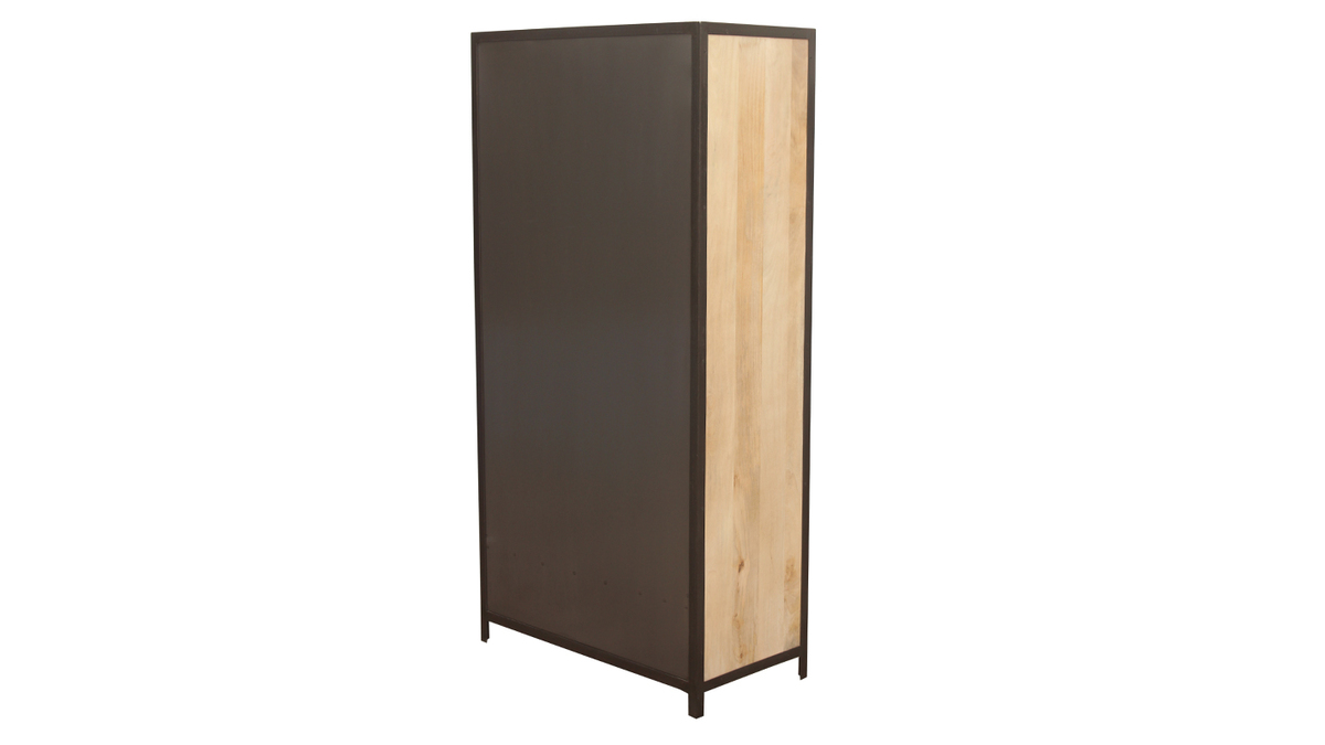 Armoire industrielle en bois massif manguier et mtal noir L90 cm INDUSTRIA