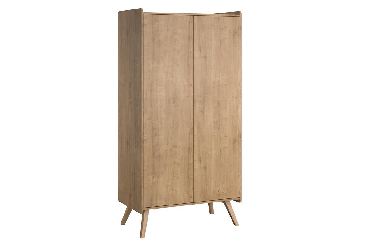 Armoire scandinave avec penderie et tagres bois clair L101 cm MOA