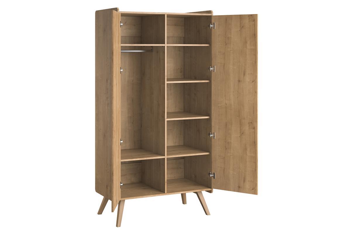 Armoire scandinave avec penderie et tagres bois clair L101 cm MOA