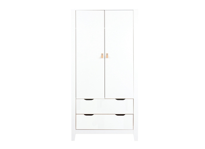 Armoire scandinave avec penderie et tiroirs blancs MOLENE