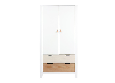 Armoire scandinave avec penderie et tiroirs bois blanc MOLENE