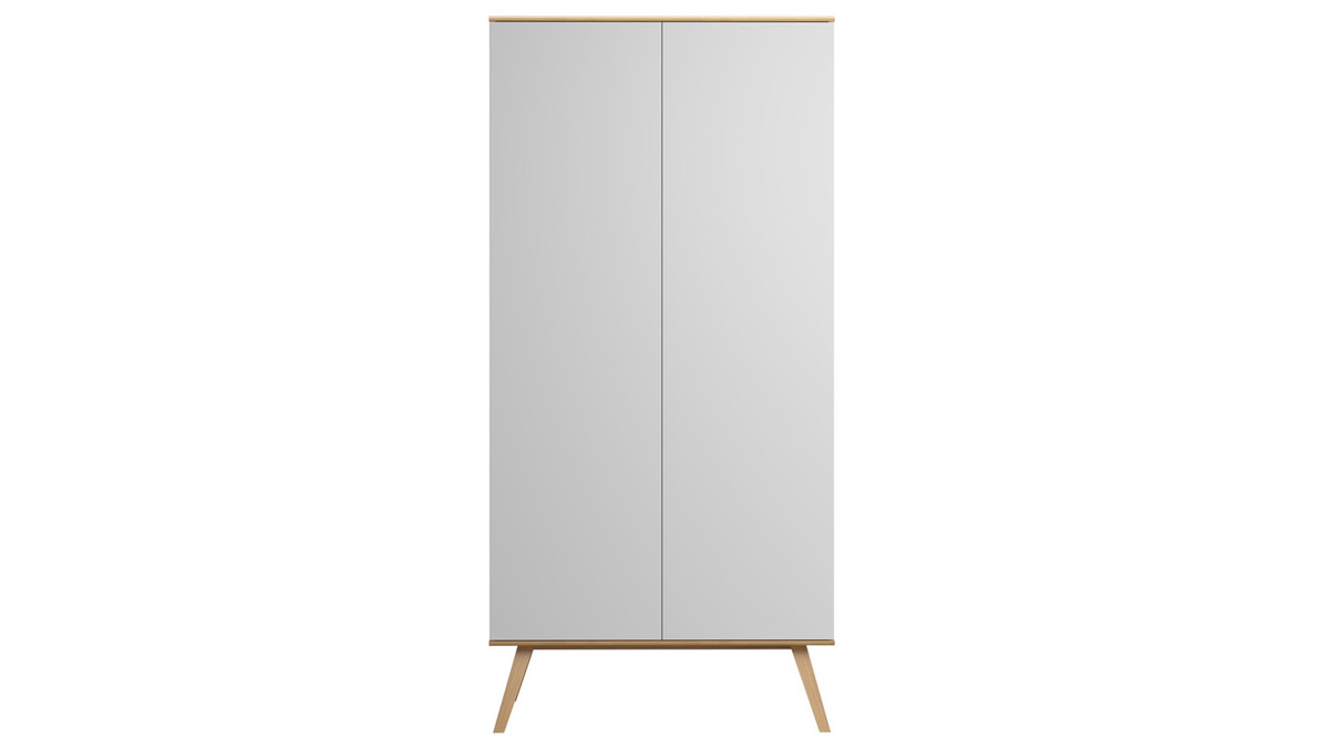 Armoire scandinave finition blanc mat et bois clair L100 cm MAHE