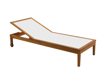 Bain de soleil blanc et bois massif NAVEEN