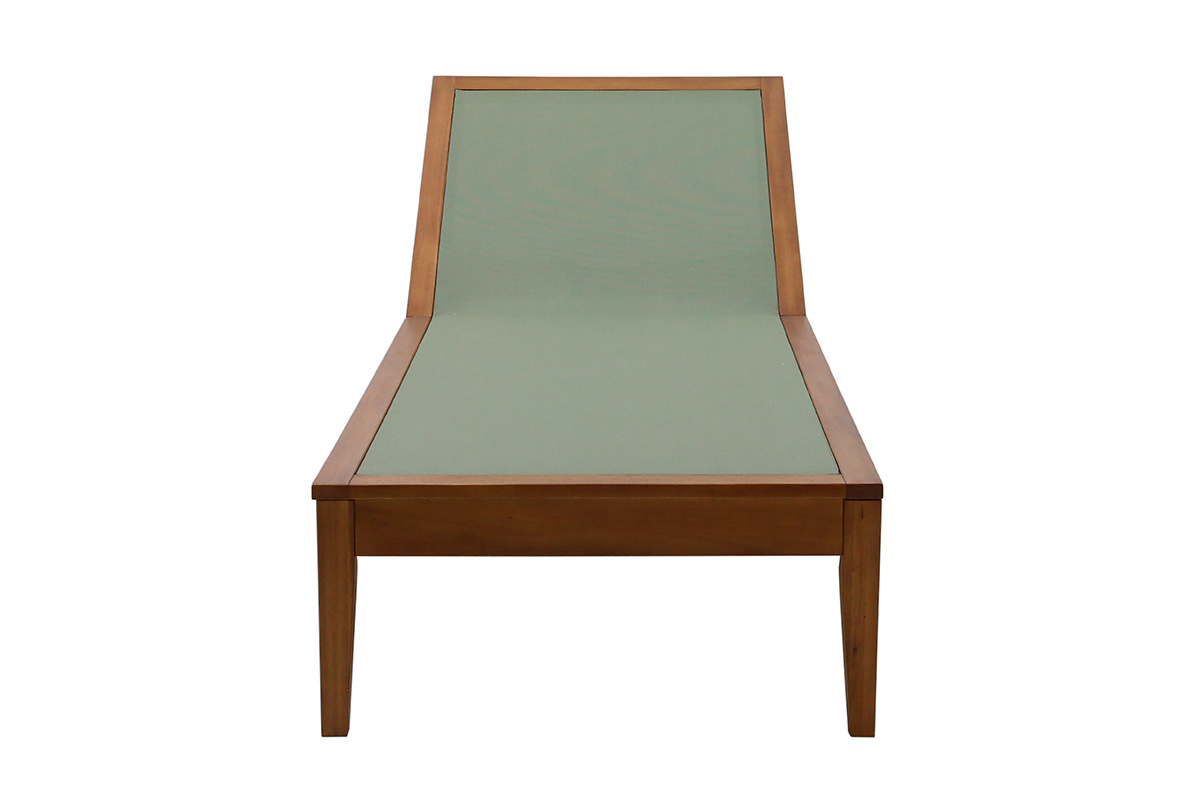 Bain de soleil vert kaki et bois massif NAVEEN