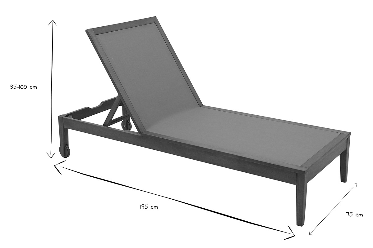 Bain de soleil vert kaki et bois massif NAVEEN