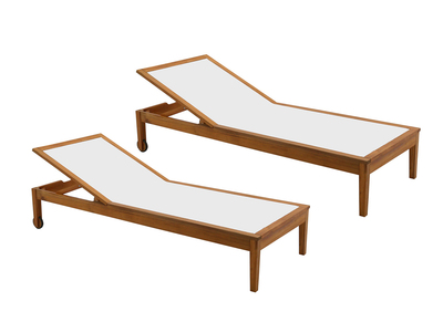 Bains de soleil blanc et bois massif (lot de 2) NAVEEN