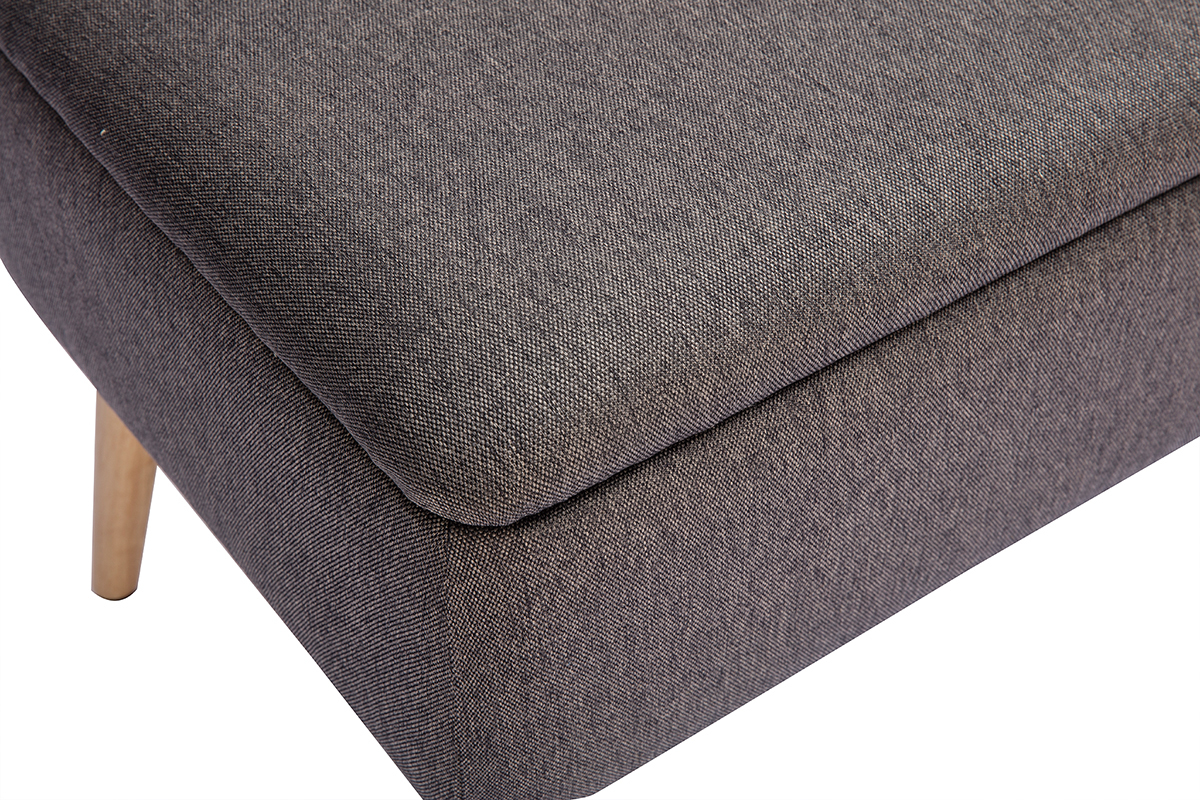 Banc coffre scandinave en tissu gris fonc et bois clair L120 cm LARS