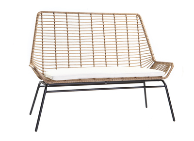 Banc de jardin en fils de r&eacute;sine fa&ccedil;on rotin TANGO