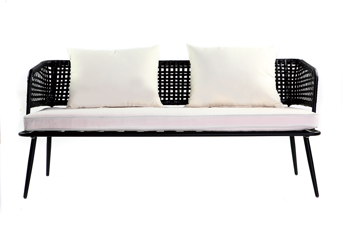 Banc de jardin en fils de r�sine noir MONACO