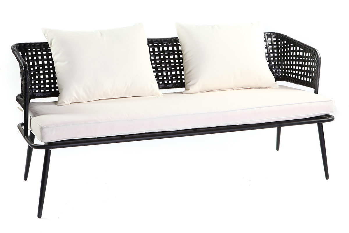 Banc de jardin en fils de r�sine noir MONACO