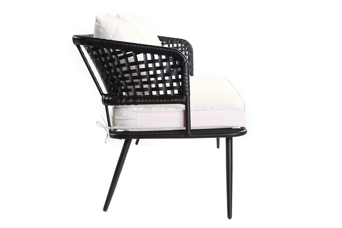 Banc de jardin en fils de r�sine noir MONACO
