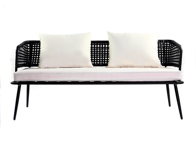 Banc de jardin en fils de r&eacute;sine noir MONACO