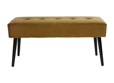 Banc design capitonné en tissu velours bronze et métal noir L96 cm GUESTA