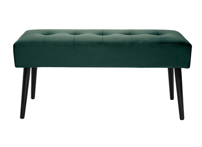 Banc design capitonné en tissu velours vert foncé et métal noir L96 cm GUESTA