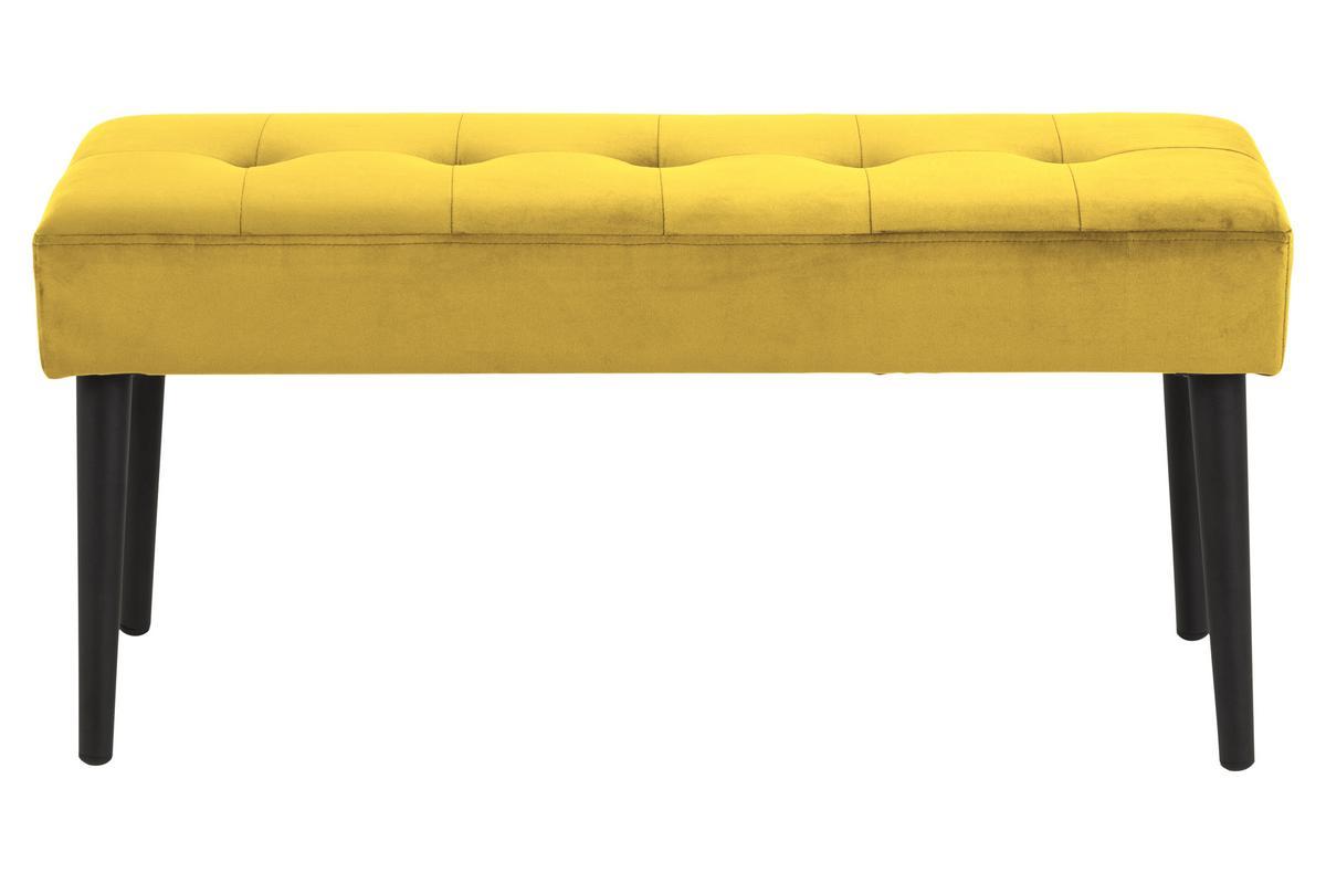 Banc design en velours jaune capitonn� GUESTA