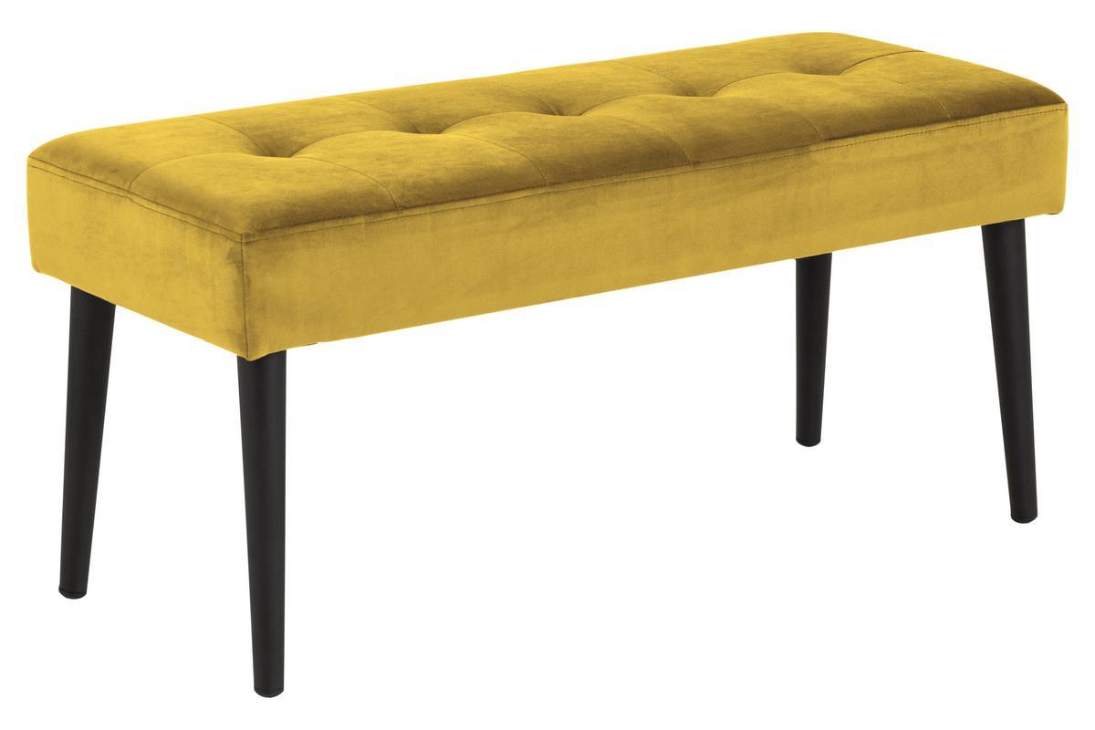 Banc design en velours jaune capitonn� GUESTA