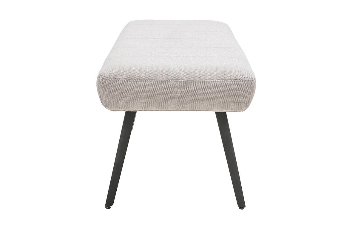 Banc en tissu effet velours textur� beige, bois clair et m�tal noir L123 cm ELIOR