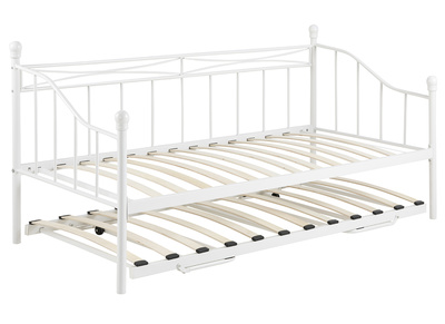 Banquette-lit gigogne en m&eacute;tal blanc JULIETTE