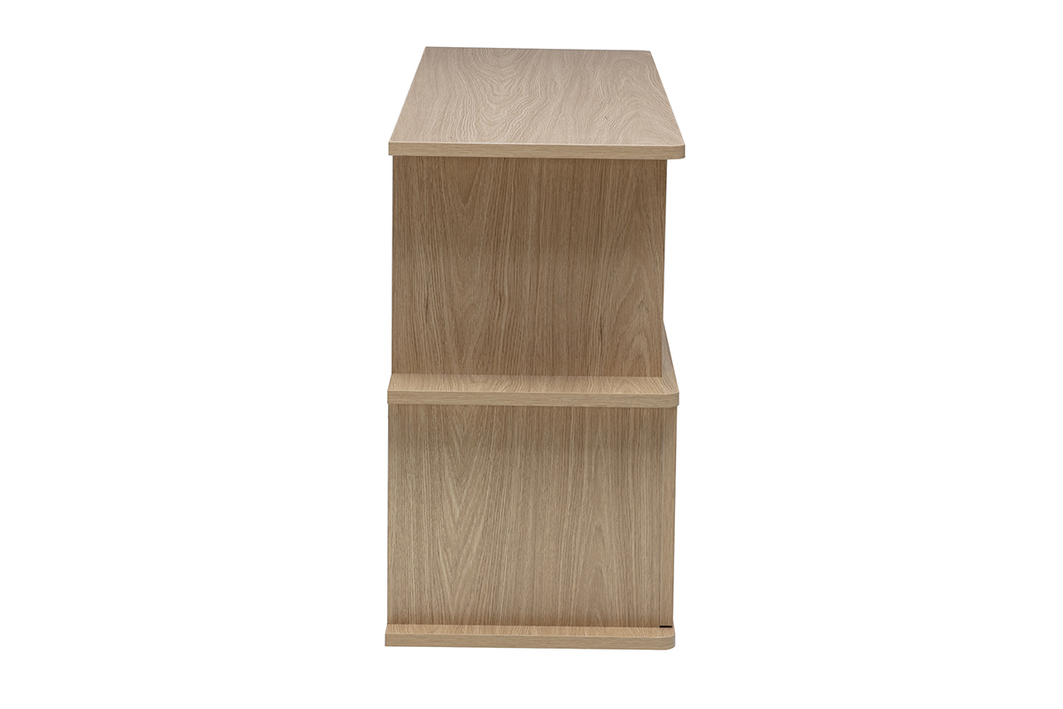 Biblioth�que basse avec rangements finition bois clair ch�ne L140 cm JANICE