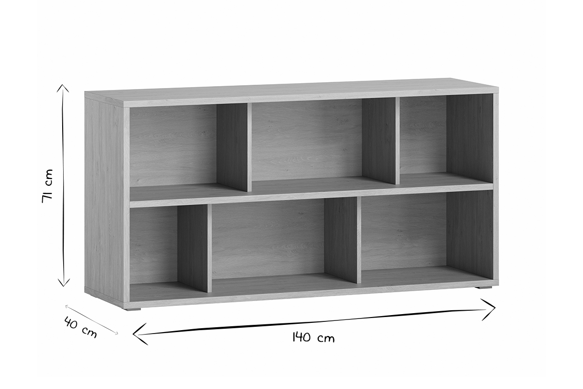 Bibliothque basse finition bois clair chne L140 cm EPURE