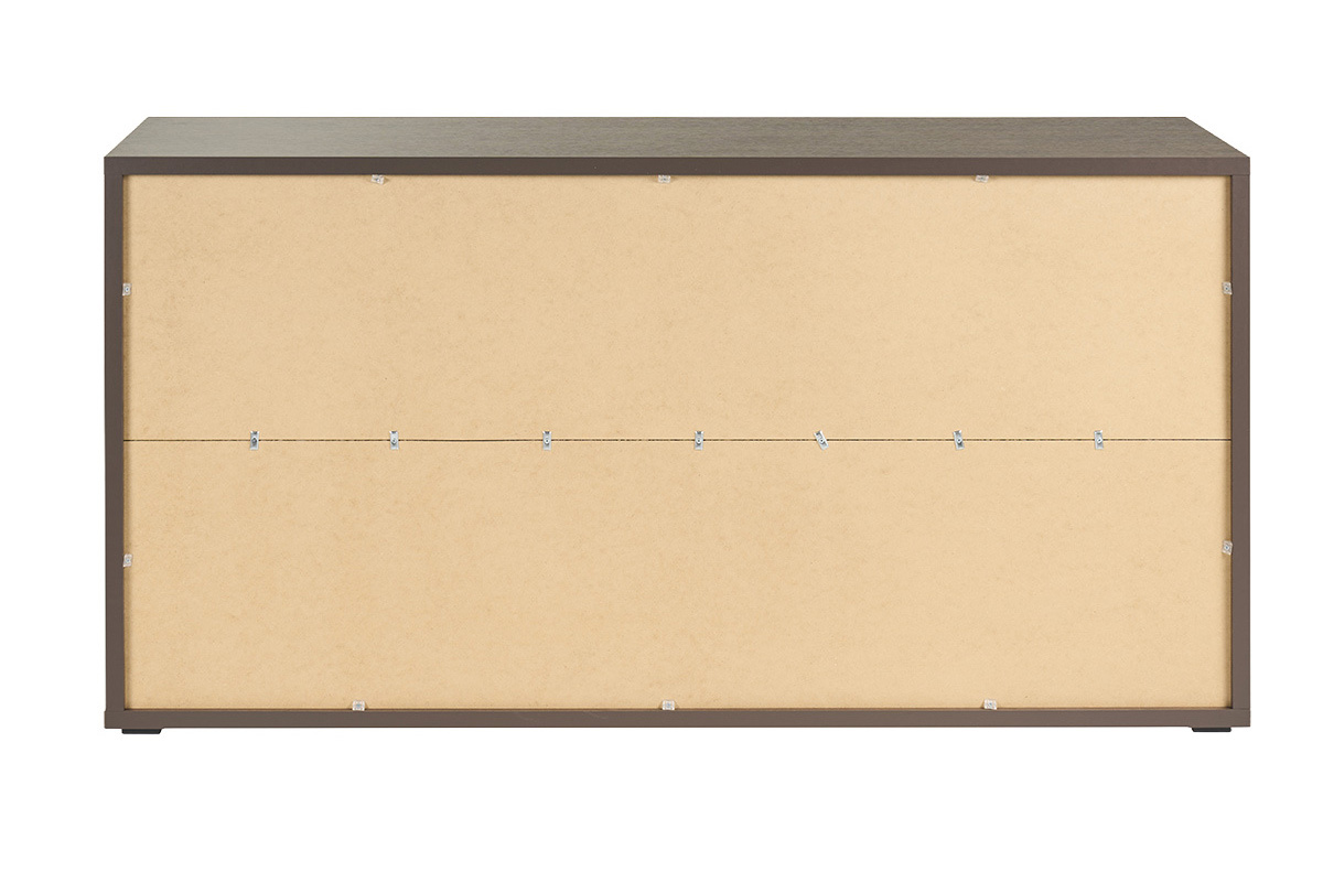 Biblioth�que basse finition bois fonc� noyer L140 cm EPURE