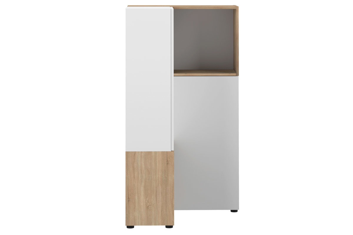 Biblioth�que d'angle design bois et blanc 4 niches QUADRA