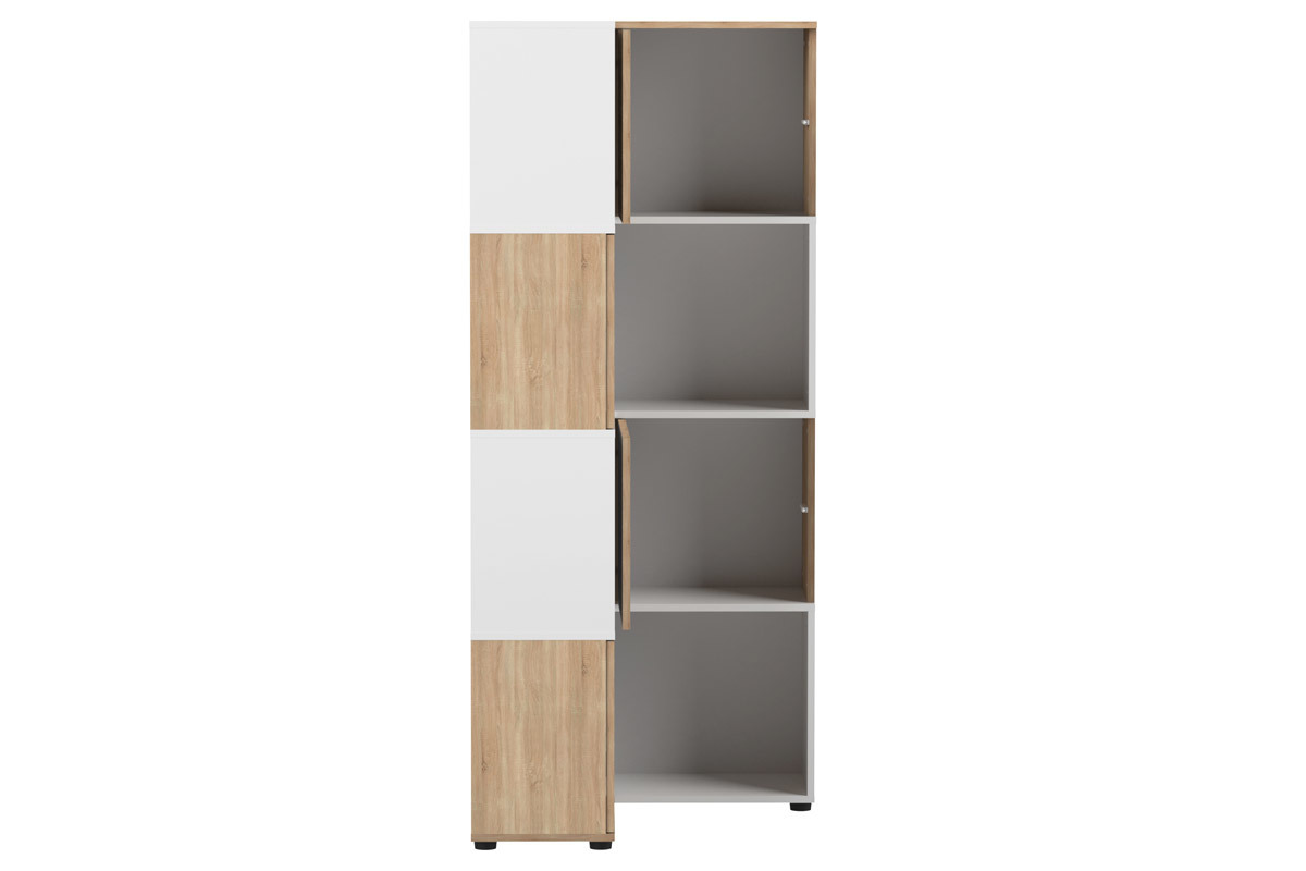 Biblioth�que d'angle design bois et blanc 8 niches QUADRA