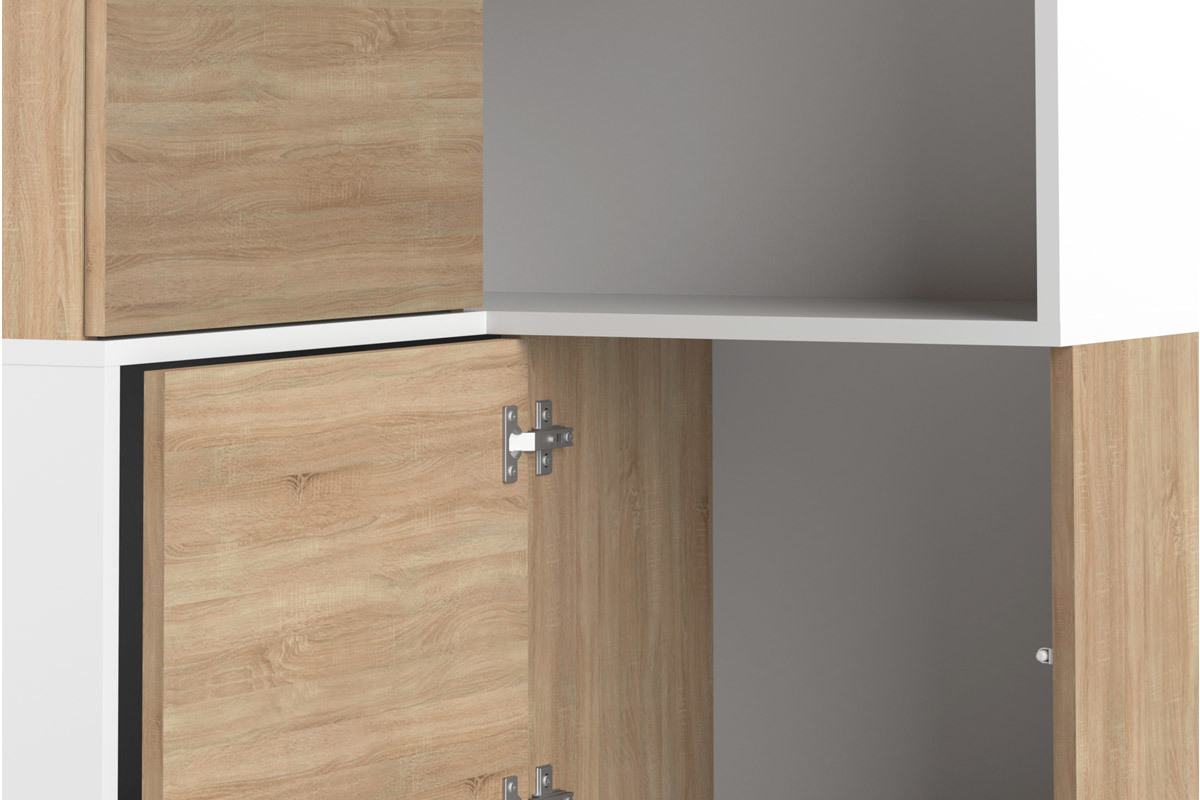 Biblioth�que d'angle design bois et blanc 8 niches QUADRA