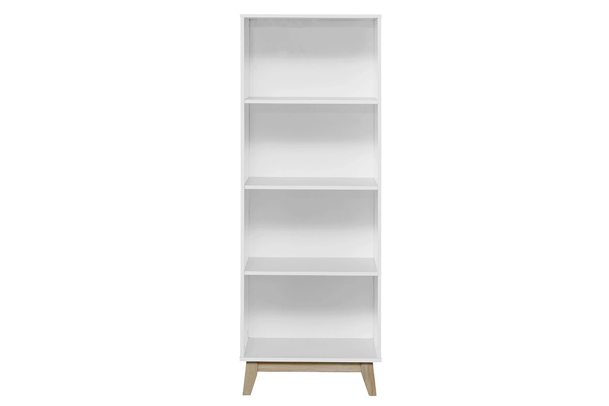Biblioth�que design blanche avec 4 �tag�res LEENA