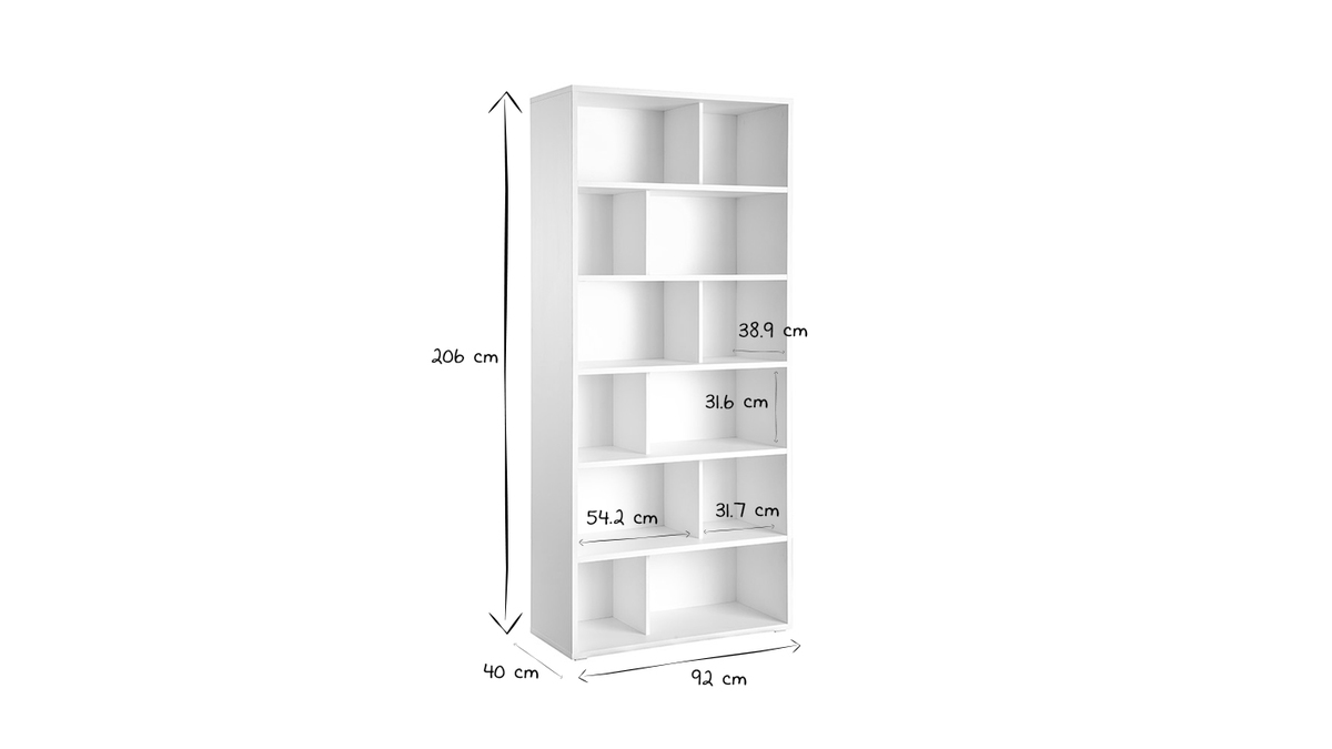 Bibliothque design bois blanc L92 cm EPURE