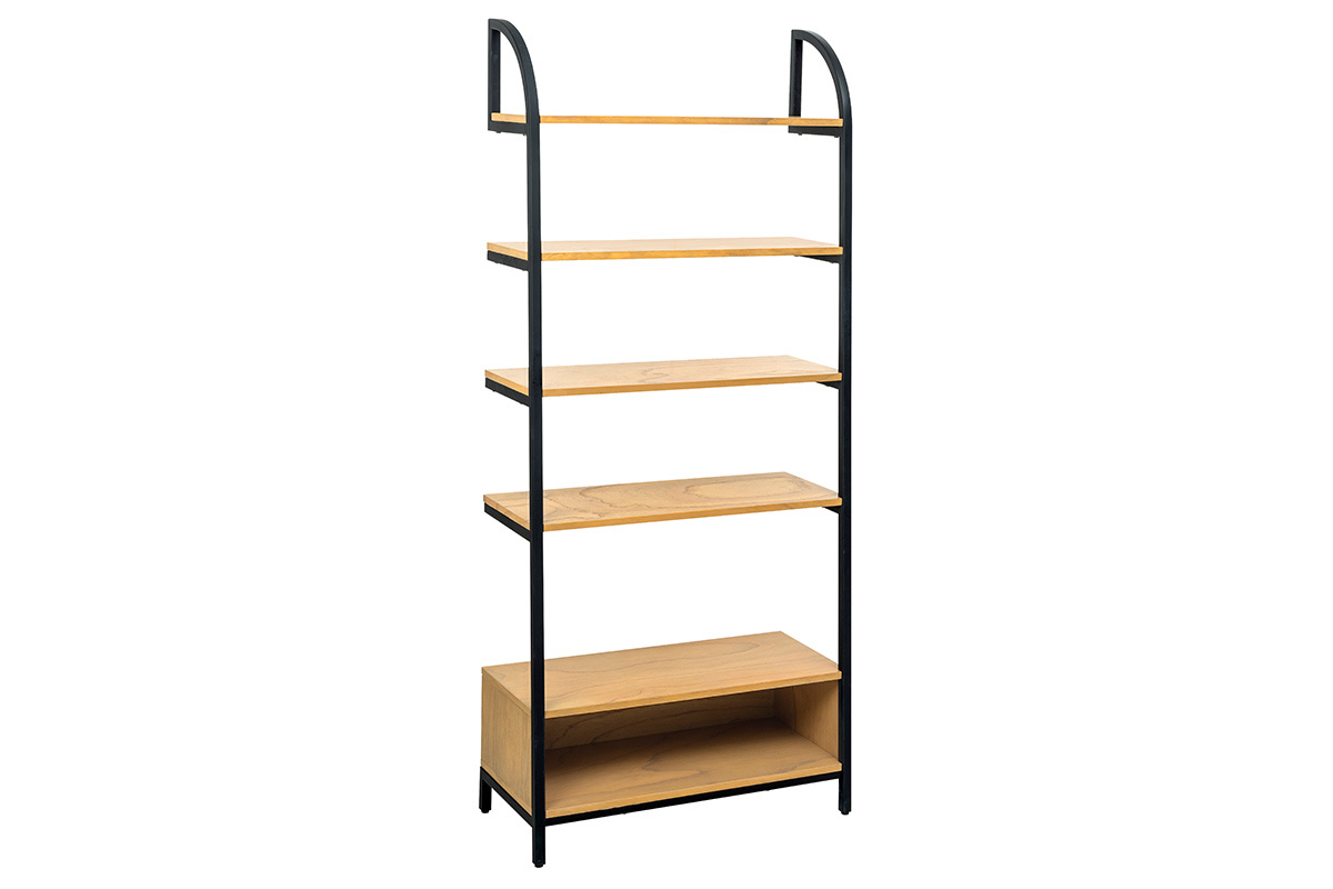 Bibliothque design bois et mtal noir MARLEE