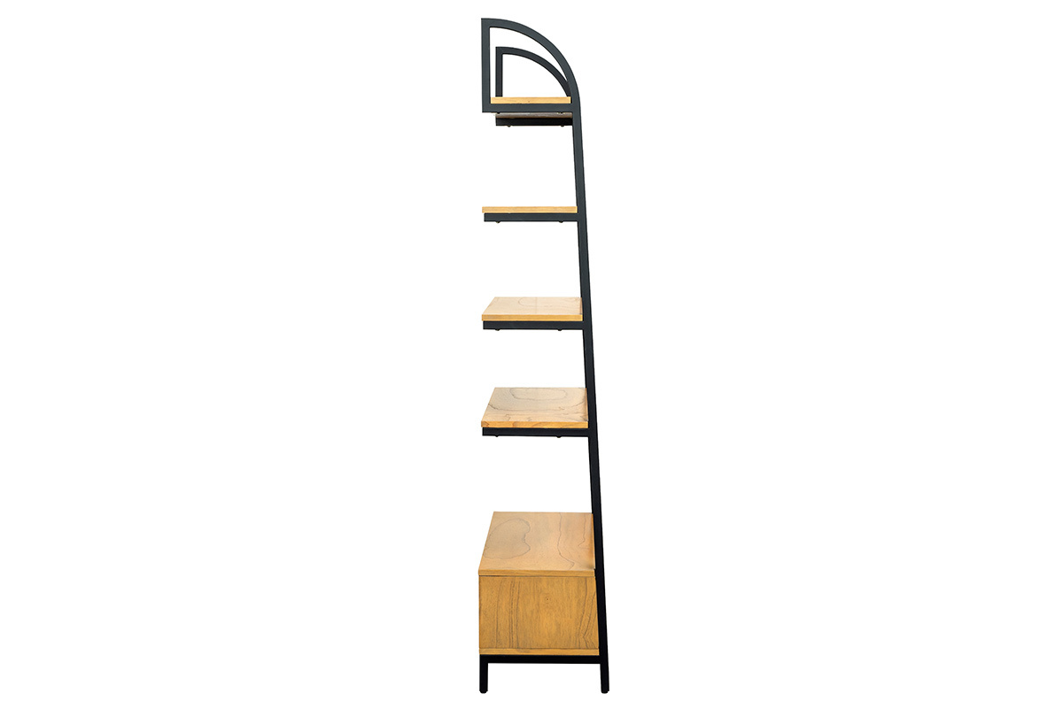 Bibliothque design bois et mtal noir MARLEE