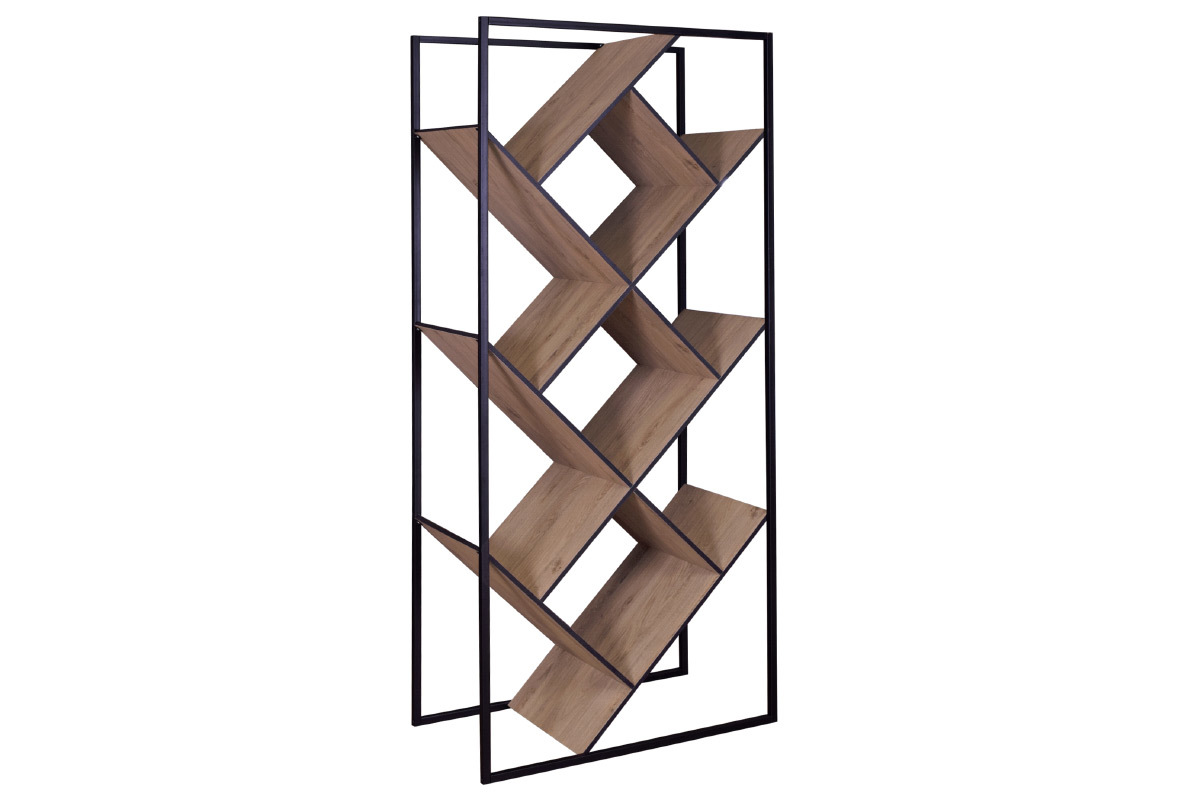Biblioth�que design bois et m�tal noir TAULA