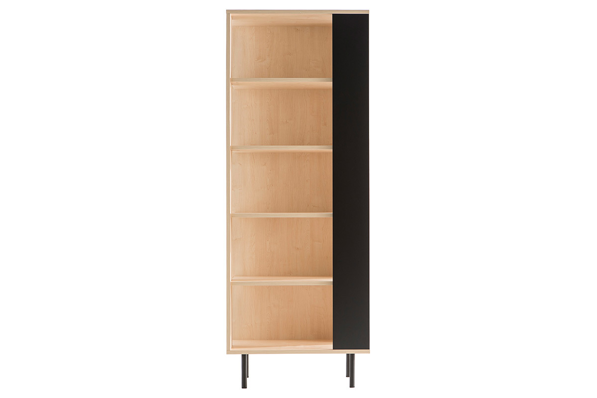Biblioth�que design bois et noir avec �clairage DOMINI