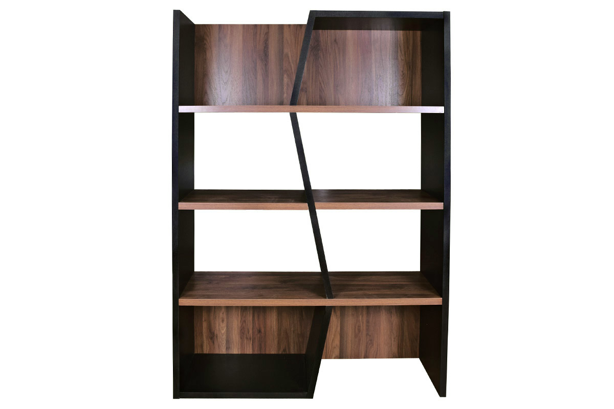 Biblioth�que design bois fonc� et noir SAGAN
