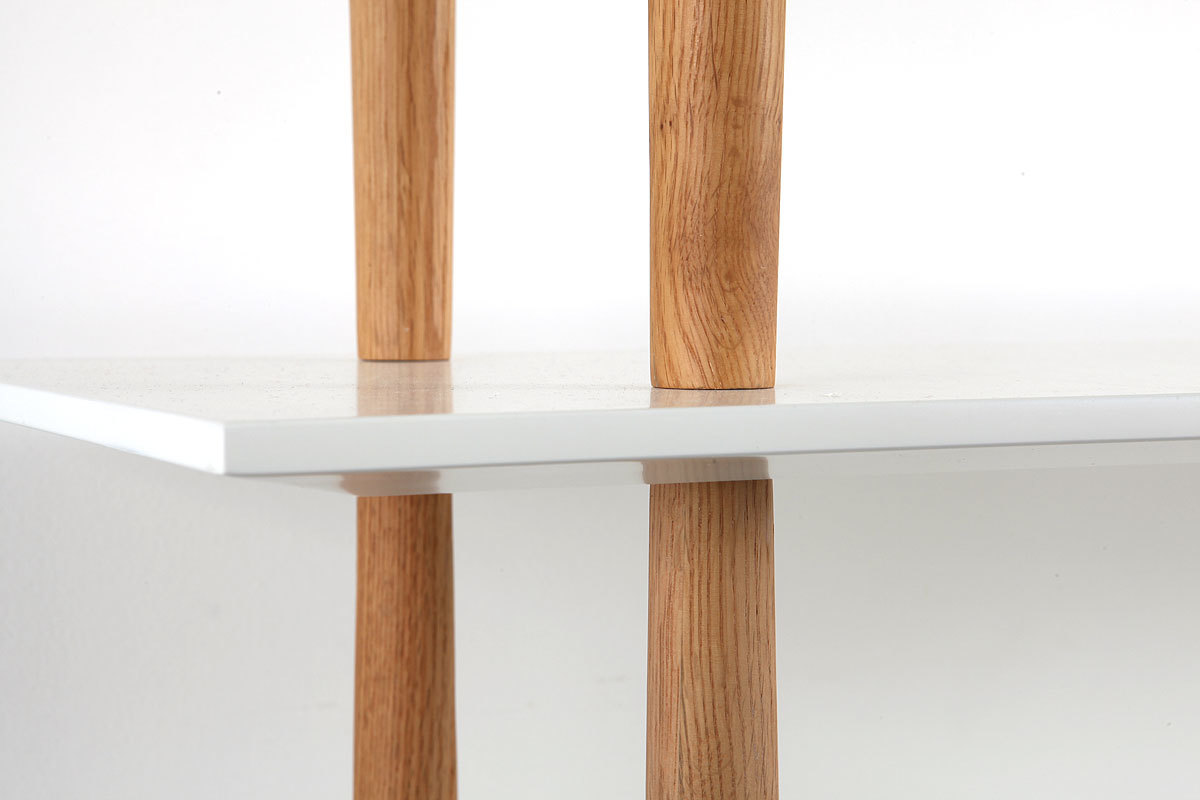 Biblioth�que design bois naturel et blanc 5 �tag�res GILDA