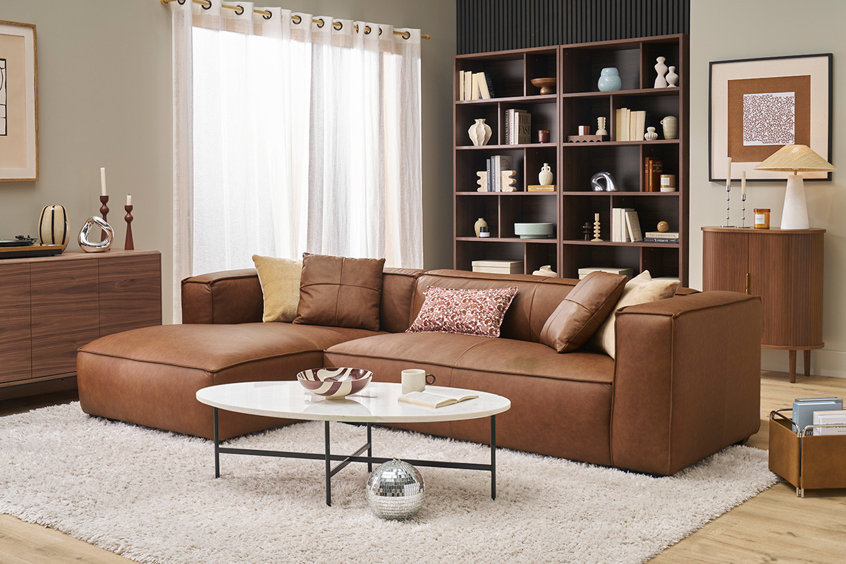 Bibliothque design finition bois fonc noyer L92 cm EPURE