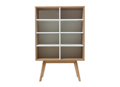 Biblioth&egrave;que design scandinave ch&ecirc;ne et blanc HELIA