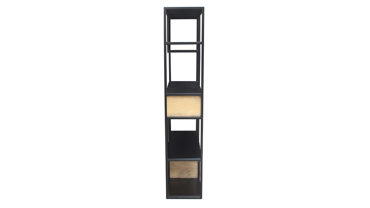 Bibliothque en mtal noir et bois manguier massif L90 cm JAIPUR - Miliboo & Stphane Plaza