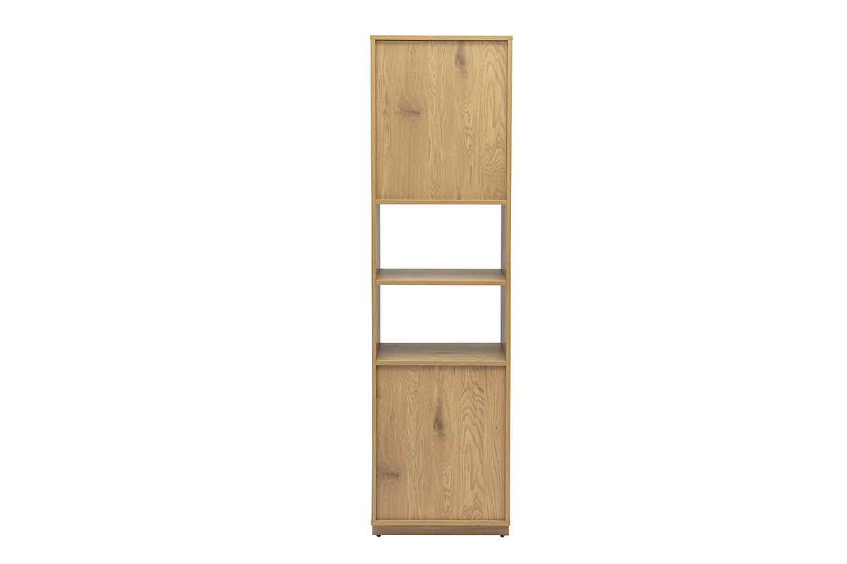 Biblioth�que �tag�re avec rangements finition bois clair ch�ne et cannage rotin L50 cm SEVILLE