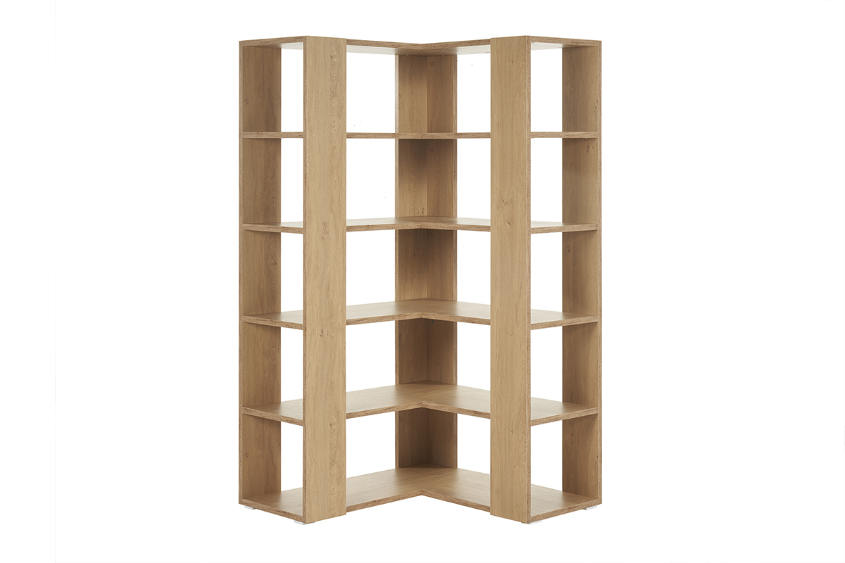 Bibliothque tagre d'angle finition bois clair chne L95 cm MUSSO