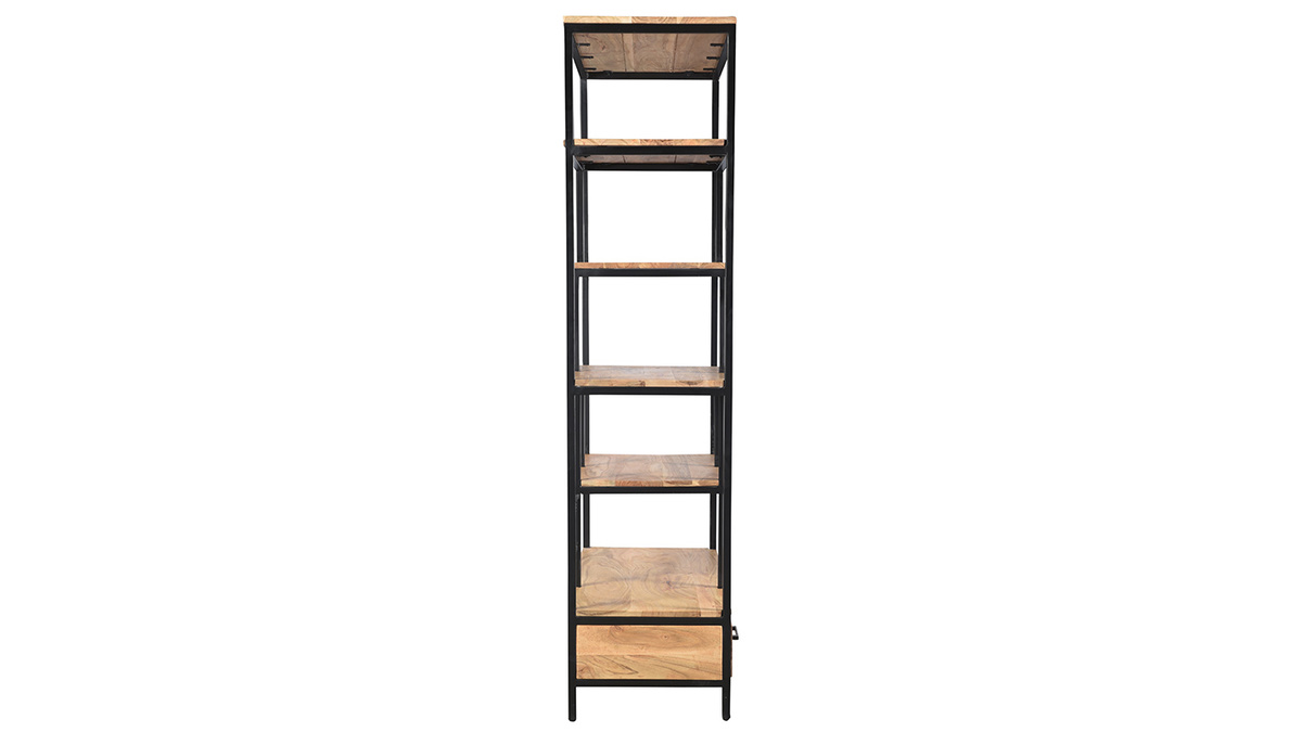 Bibliothque industrielle en bois massif et mtal noir L90 cm JASPE