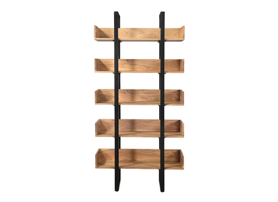 Bibliothèque industrielle en bois massif et métal noir L90 cm TAO