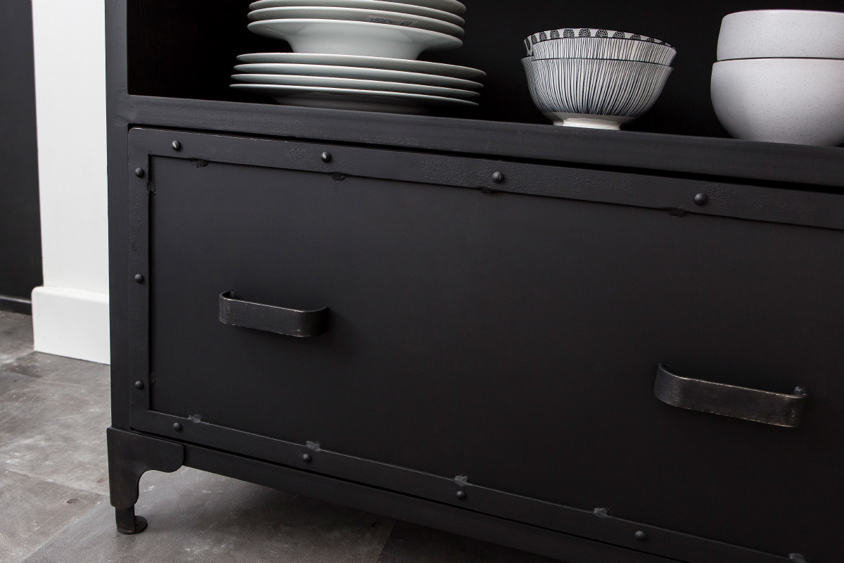 Biblioth�que industrielle m�tal noir FACTORY