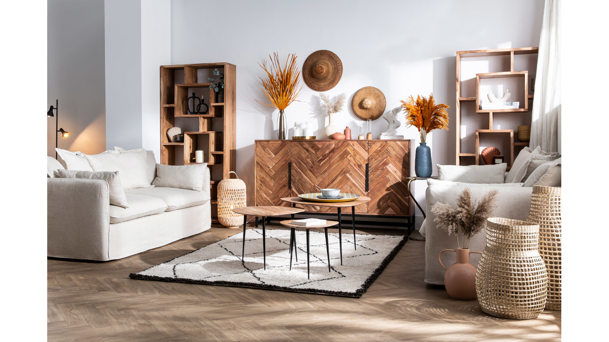 Bibliothque ouverte design en bois clair massif L80 cm CHAPMAN