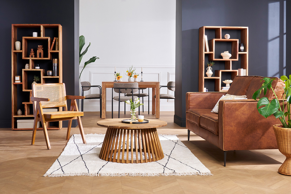 Bibliothque ouverte design en bois massif L80 cm CHAPMAN
